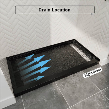 60 inch alcove shower base with right aligned drain layout