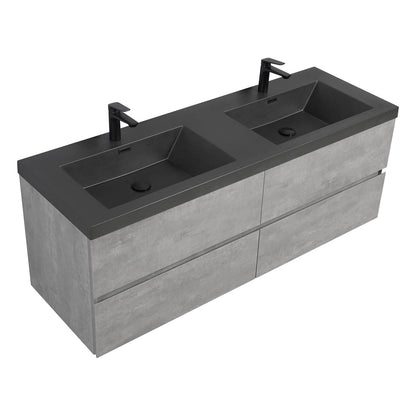 60 inch ash gray wall mounted vanity with moisture resistant finish