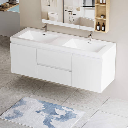 60 inch double sink bathroom vanity with soft close drawers for modern homes