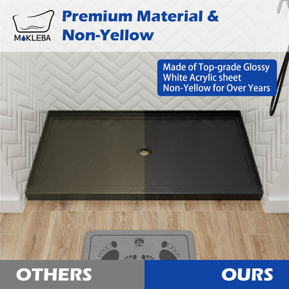 60 x 36 modern shower pan with molded non slip surface