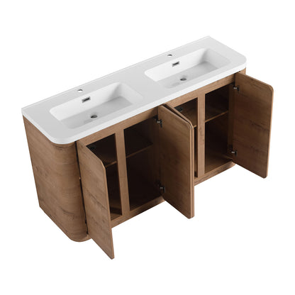 60 inch bathroom vanity with durable plywood construction and water-resistant melamine surface