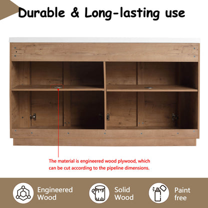 60 inch double vanity with plywood base and moisture-resistant cabinet