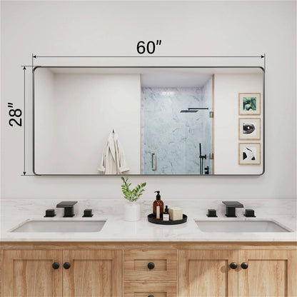 60 x 28 inches ultra long black framed rectangular bathroom mirror