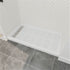 60 x 34 inch White Shower Base with Left Drain Removable Stainless Cover