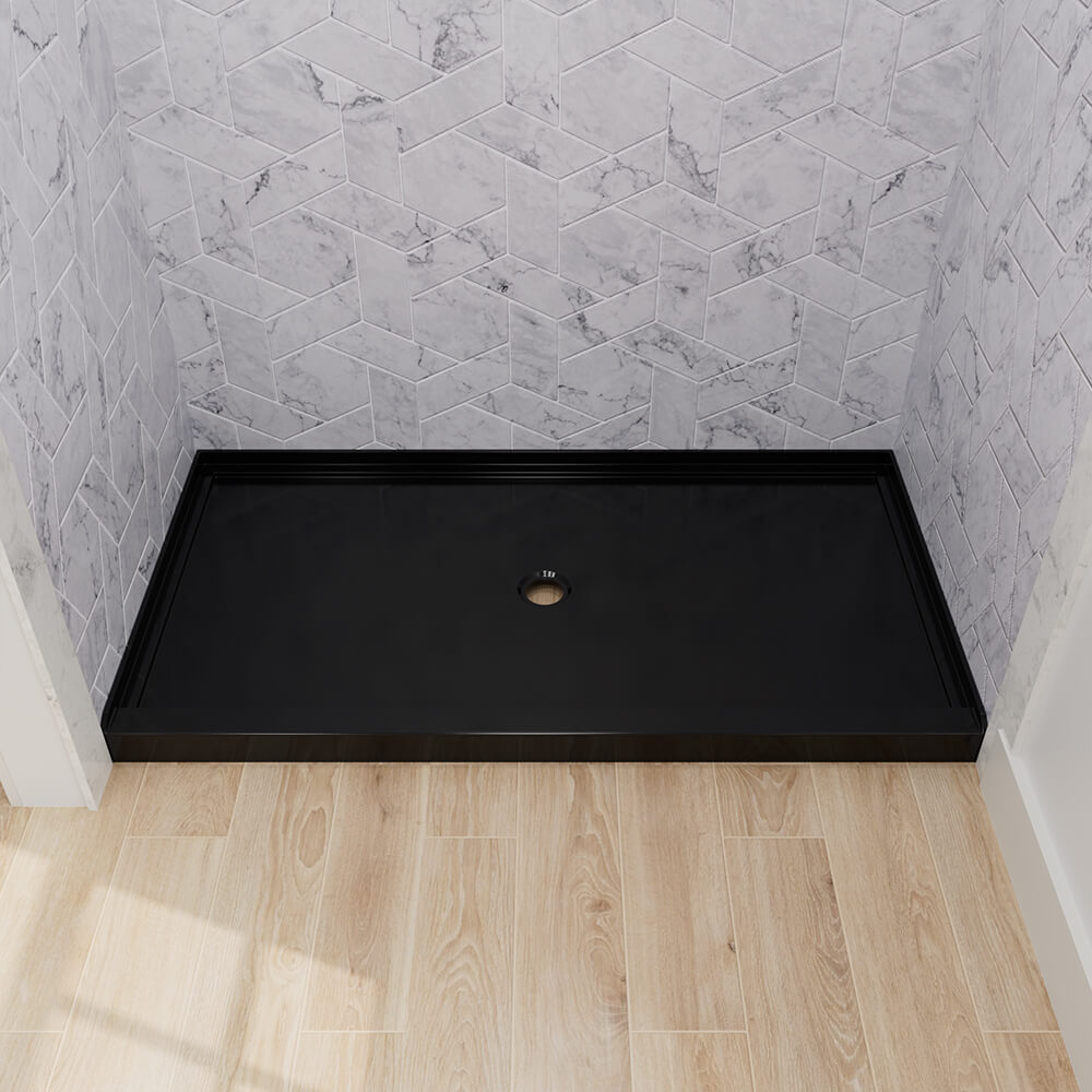 60 x 36 inch Black Single-Threshold Shower Base