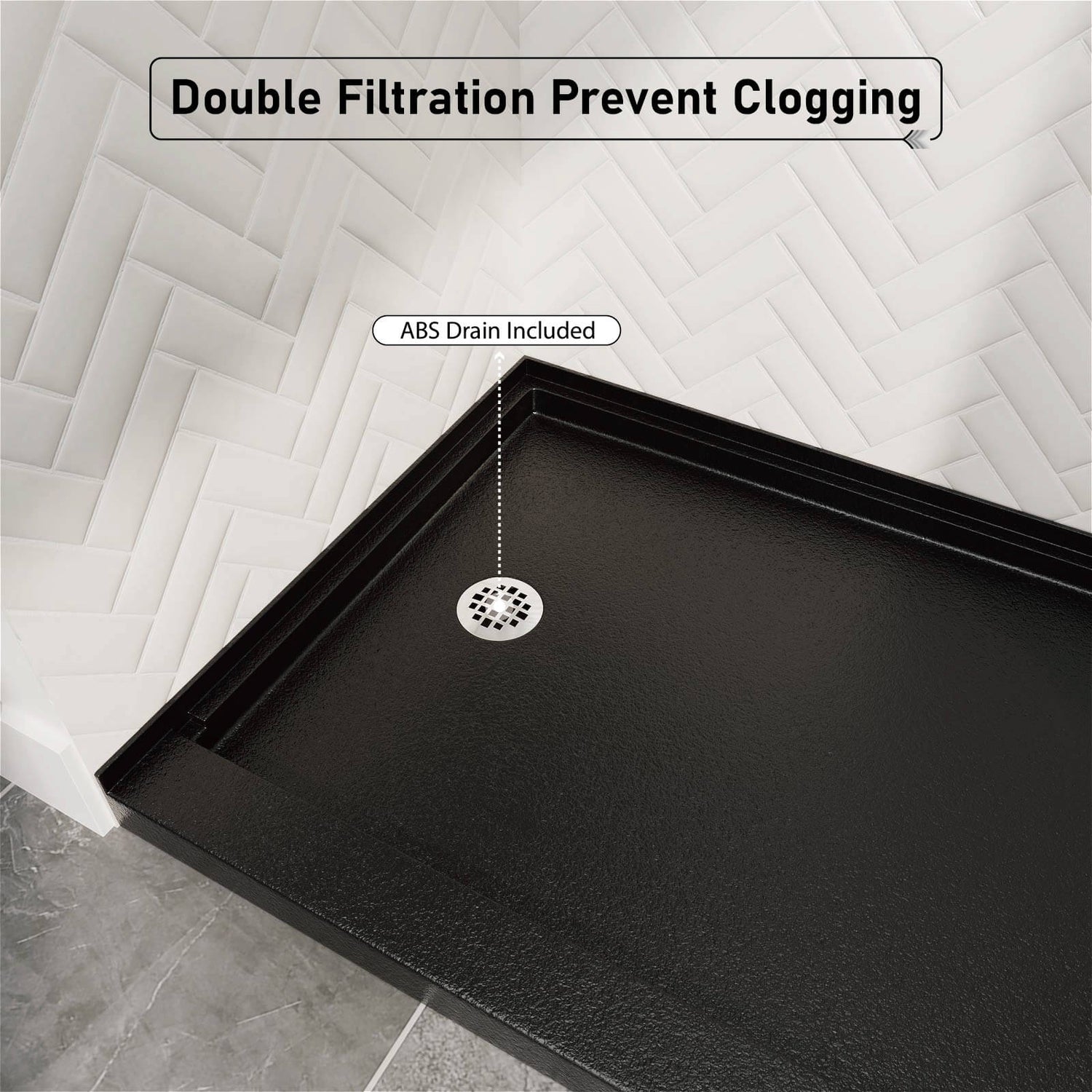 60&quot; x 32&quot; Single Threshold Left Drain Shower Base with Stainless Steel Drain Cover