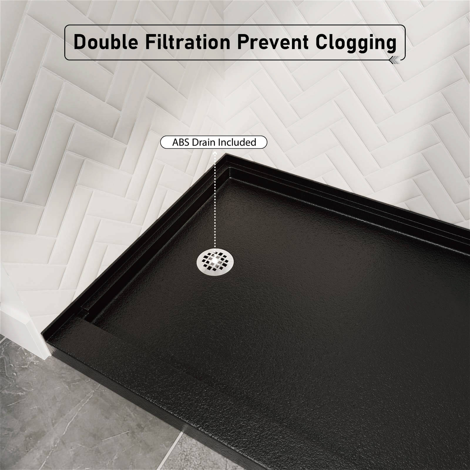 60&quot; x 32&quot; Single Threshold Left Drain Shower Base with Stainless Steel Drain Cover