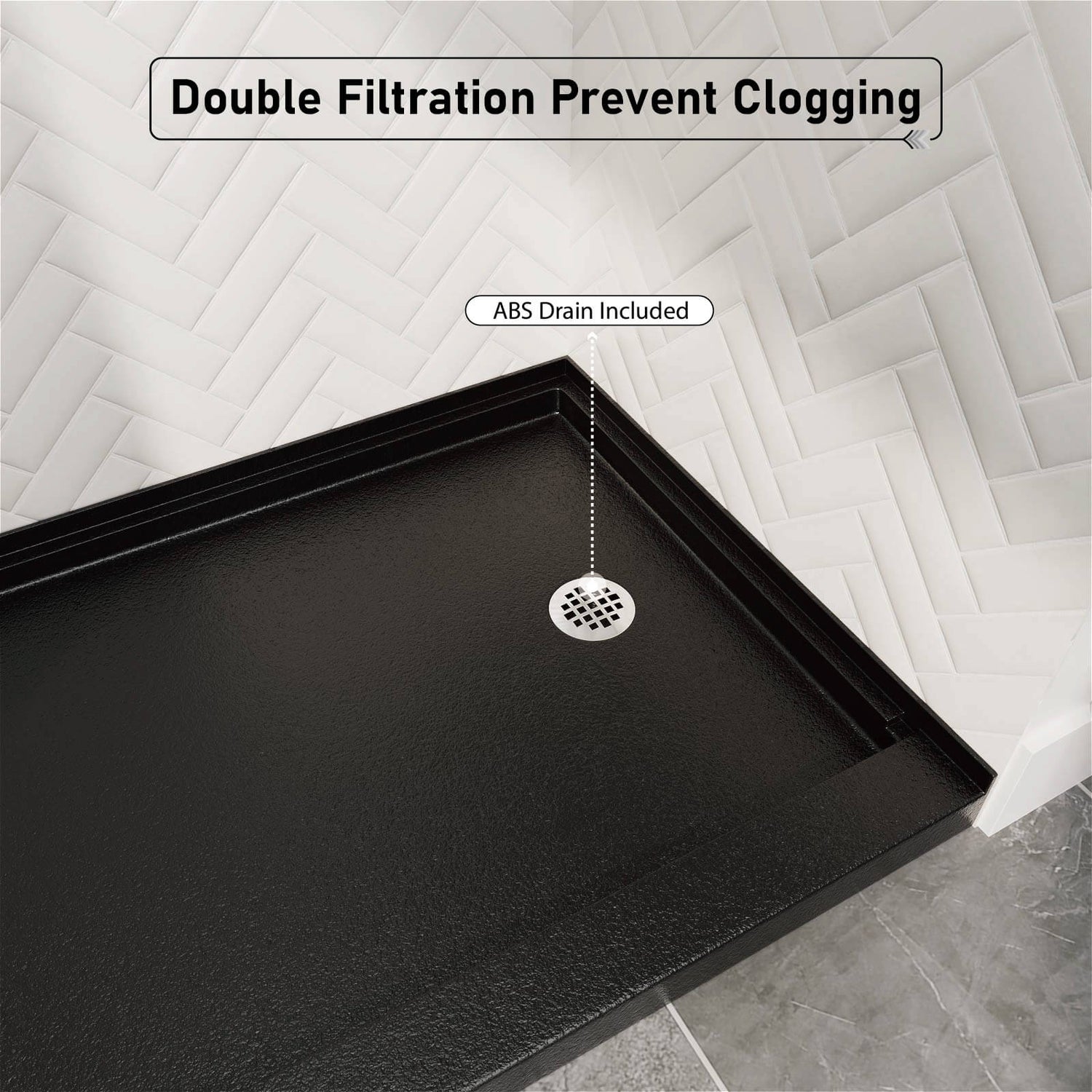 60&quot; x 32&quot; Single Threshold Right Drain Shower Base with Stainless Steel Drain Cover