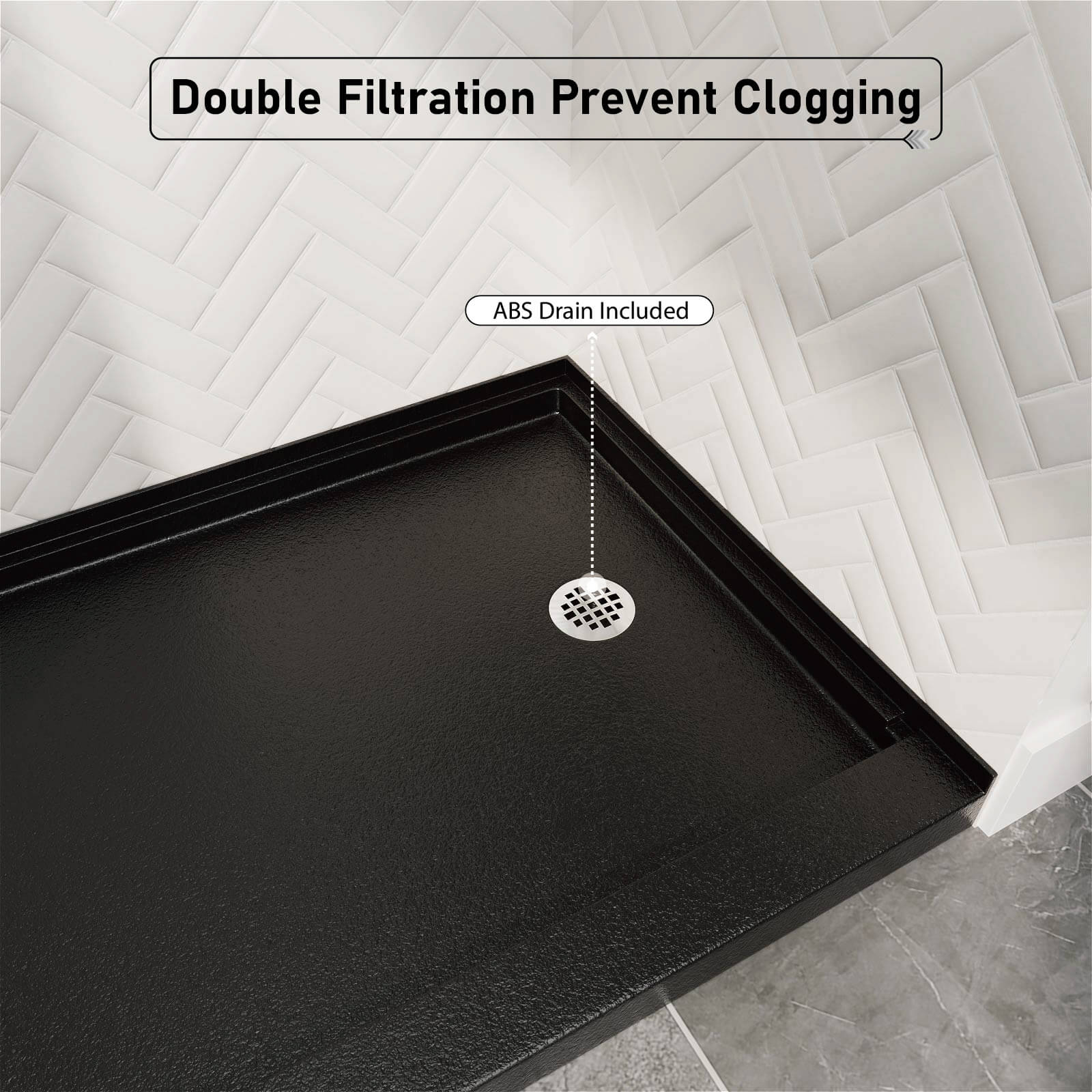60&quot; x 32&quot; Single Threshold Right Drain Shower Base with Stainless Steel Drain Cover