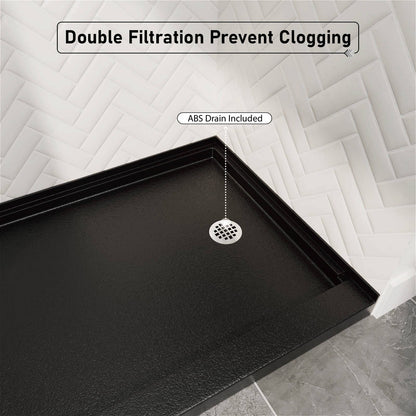 60&quot; x 32&quot; Single Threshold Right Drain Shower Base with Stainless Steel Drain Cover