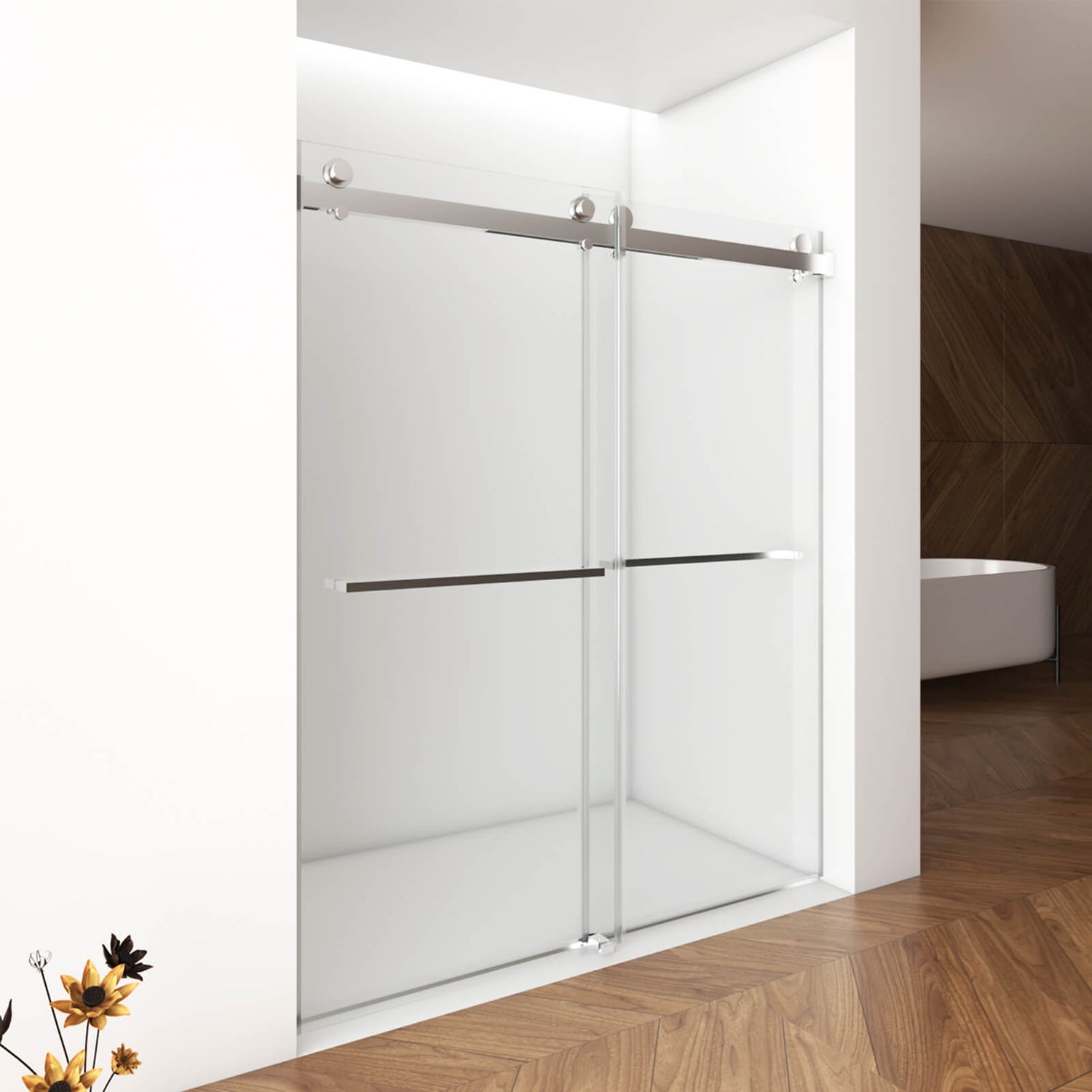 60x70 inch bypass shower door with laminated safety glass