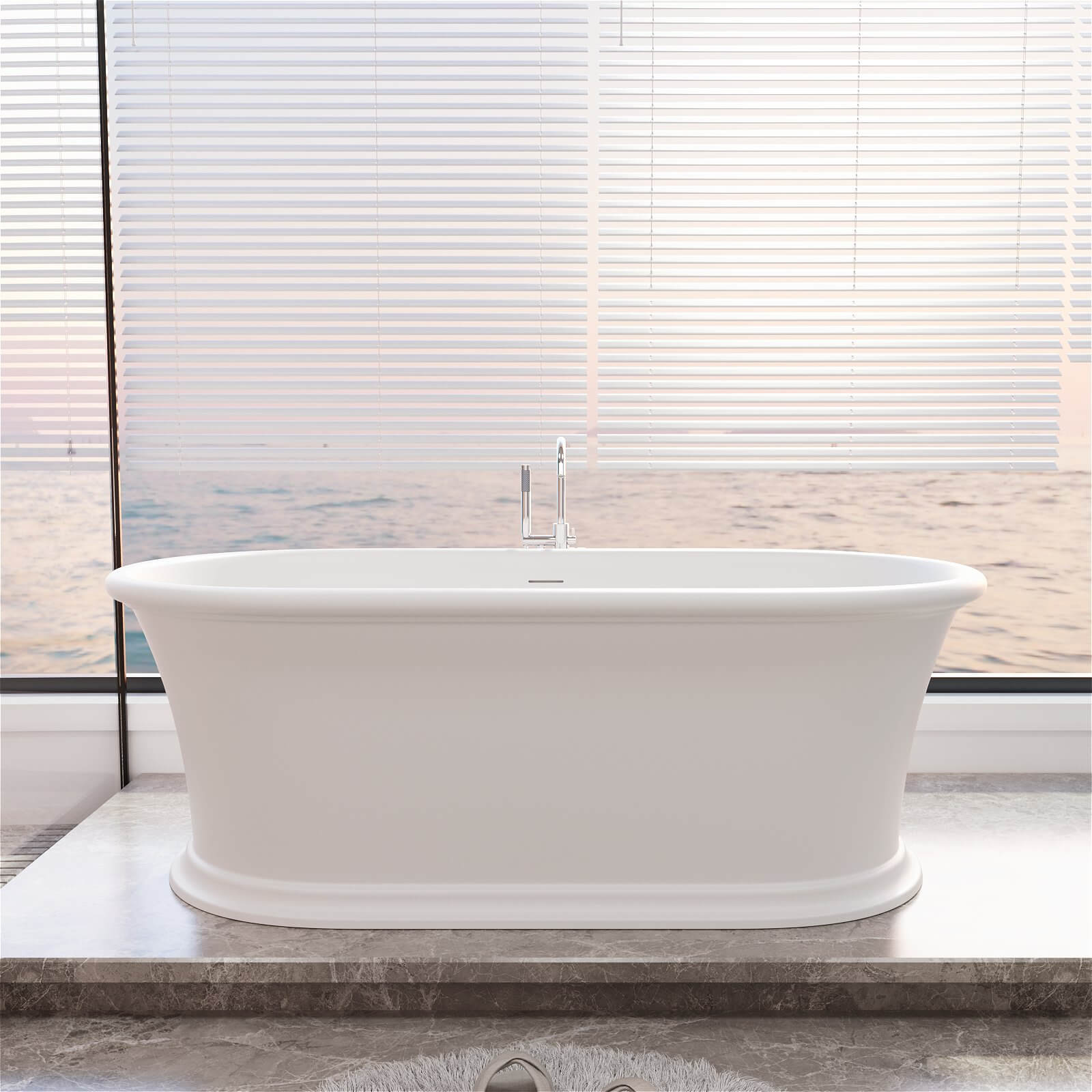 61 inch modern pedestal tub crafted from premium stone resin