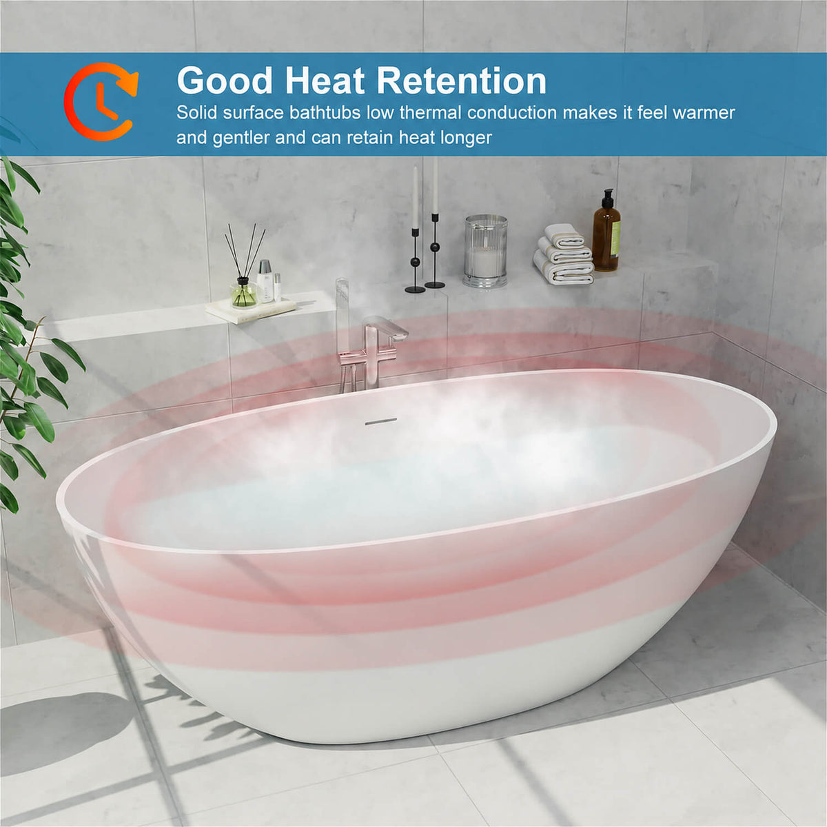 White stone resin soaking bathtub heat retention diagram