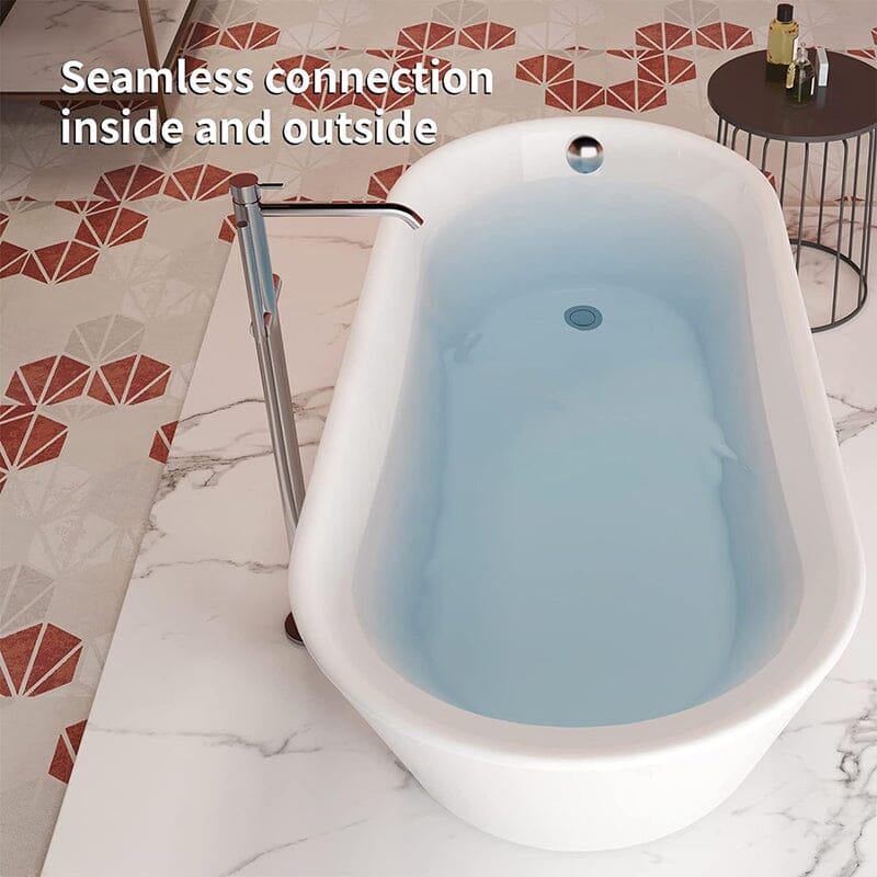 61&quot; Acrylic Single Slipper Freestanding Soaking Bathtub Glossy White