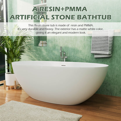 63 Inch Contemporary Matte White Freestanding Bathtub Material Description