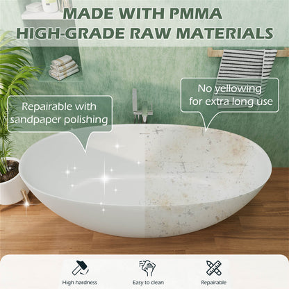 63 Inch Contemporary Matte White Freestanding Bathtub Wash Contrast