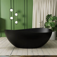 63'' Solid Surface Stone Resin Wave Shaped Freestanding Soaking Bathtub