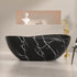 63 inch Black Freestanding Bathtub with White Marble Veining