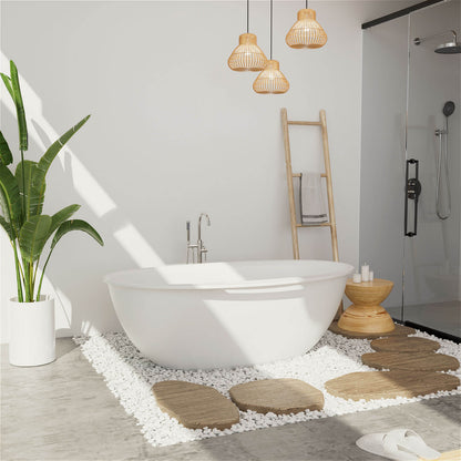 63 inch Stone Resin Freestanding tub with Shelf