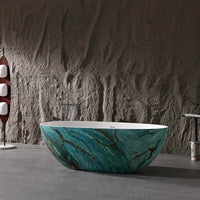 65 inch Freestanding Green Marble Vein Bathtub