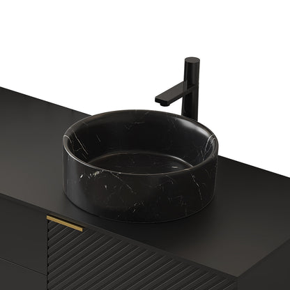 Round Matte Black Ceramic Above-Counter Vessel Sink with Stone Pattern Stylish stone pattern Vessel mount style