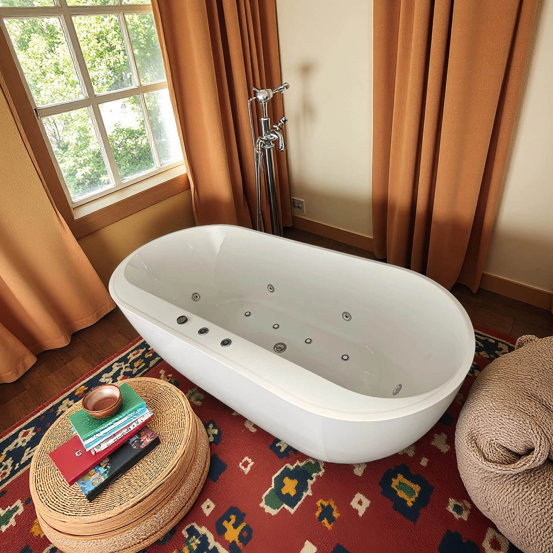 67 IN Air Bubble Freestanding Massage Bathtub
