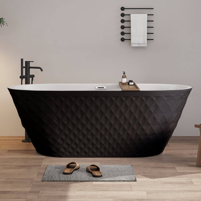 67 in Diamond Texture Design Acrylic Bathtub