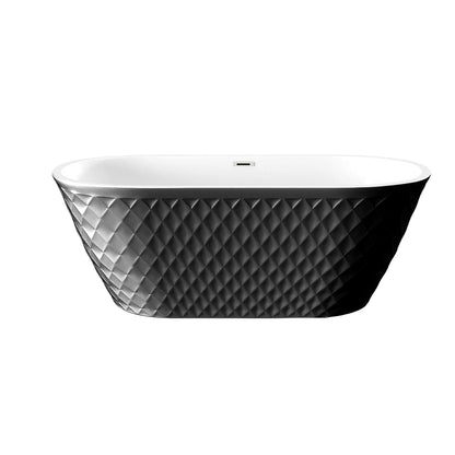 67 inch diamond texture acrylic bathtub in a modern freestanding design