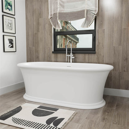 67 inch double ended pedestal bathtub in solid surface resin