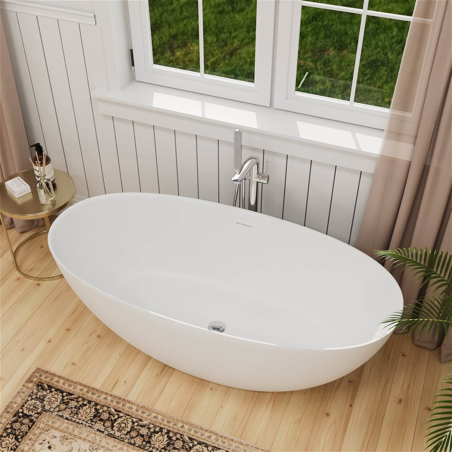 67 inch frosted freestanding bathtub with matte finish