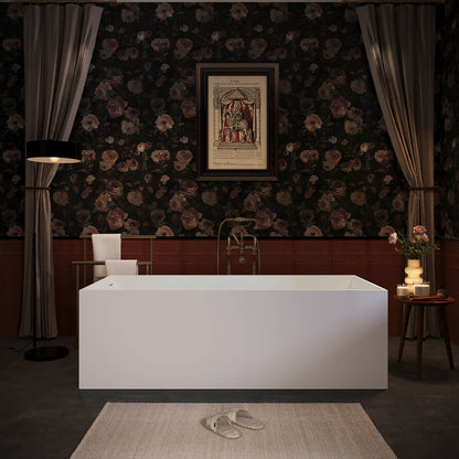 67&quot; Freestanding Rectangular Bathtub with Ergonomic Backrest