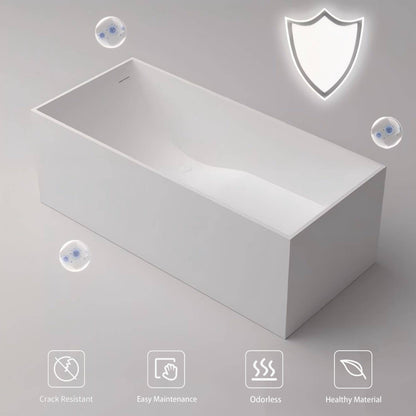 67&quot; Freestanding Rectangular Bathtub with Ergonomic Backrest