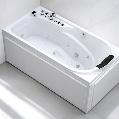 67 inch acrylic jetted bathtub isolated top view on white background showing 8 massage jets anti slip floor pattern and black headrest