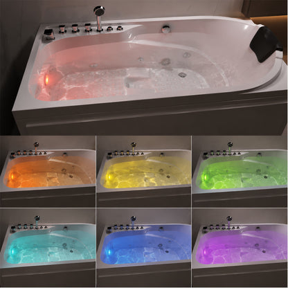 67 inch acrylic whirlpool tub 7 color underwater LED lighting red orange yellow green cyan blue purple chromotherapy ambient glow