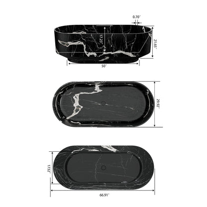 67 inch matte black oval bathtub dimension diagram with measurements