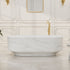 67 inch matte white oval freestanding bathtub with gray marble pattern