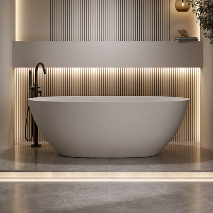 69 inch Beige Solid Surface 2 Person Bathtub