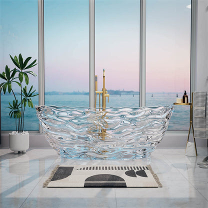 69 inch ripple texture transparent crystal bathtub