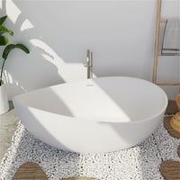 63'' Modern Wavy Curve Solid Surface Stone Resin Freestanding Soaking Bathtub