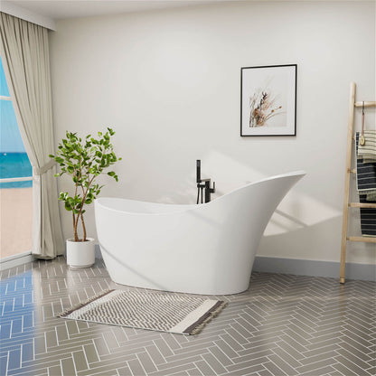 freestanding Single Slipper Backrest tub Matte White