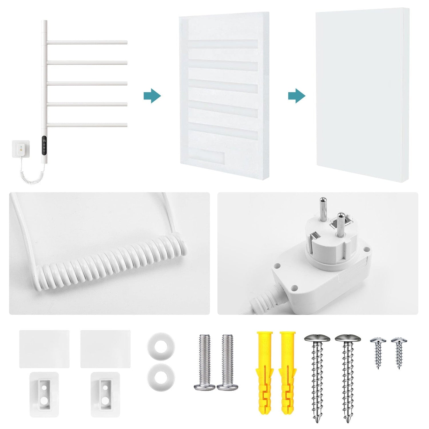 Heated Towel Racks for Bathroom, 180° Rotating Wall Mounted Towel Warmer with Built-in Timer