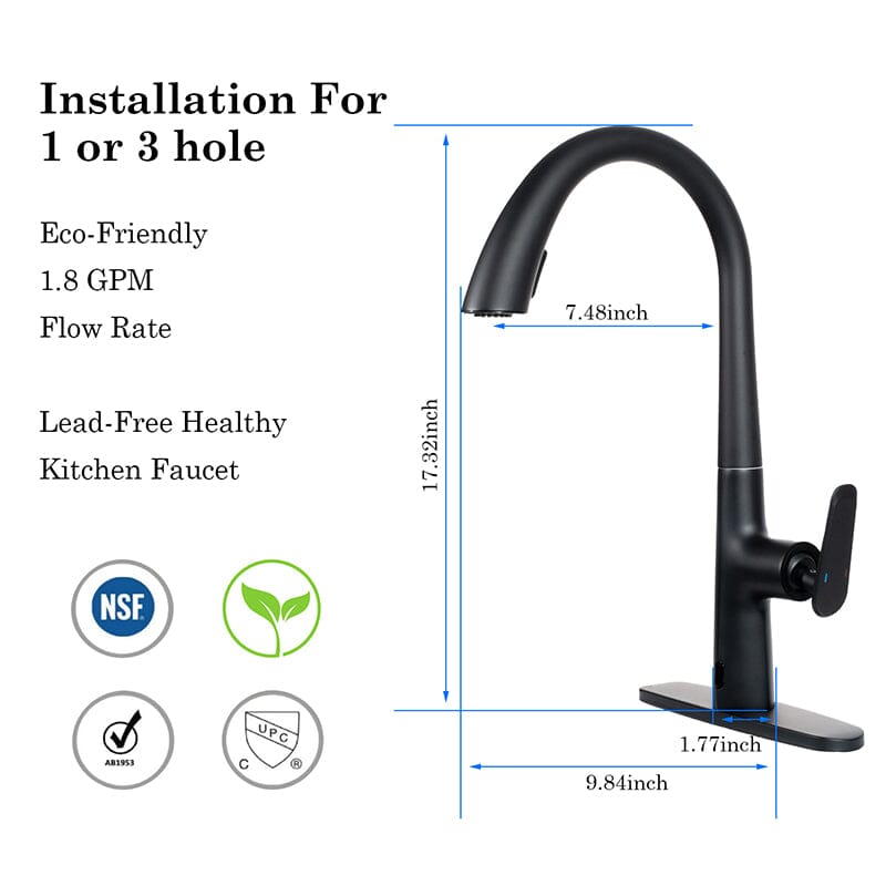 Giving Tree Kitchen Sensor High Arc Faucets Single Handle Pull Down
