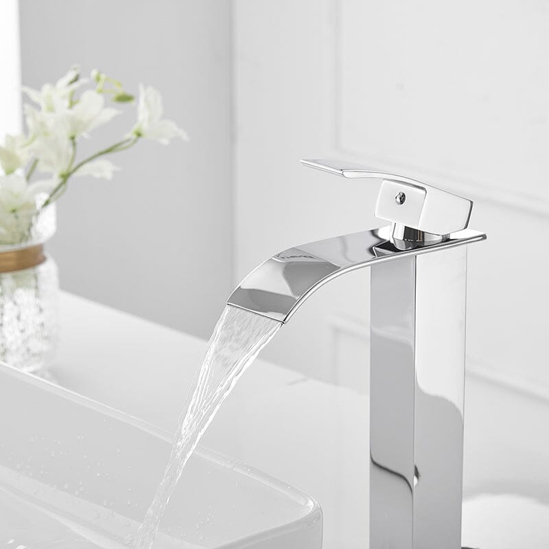 Waterfall Single Hole Single Handle Bathroom Sink Faucet With Pop-up Drain Assembly