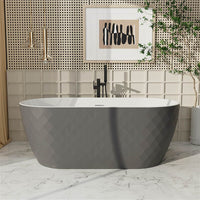 59'' Unique Design Oval Acrylic Bathtub Freestanding Soaking Tub