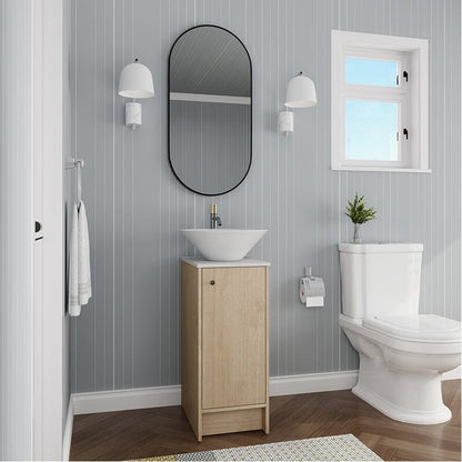16-inch Freestanding Bathroom Vanity Round Sink With Soft-close Doors And Shelves