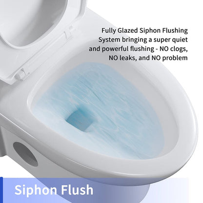 Giving Tree Powerful &amp; Quiet Dual Flush Modern One Piece Toilet with Soft Closing Seat