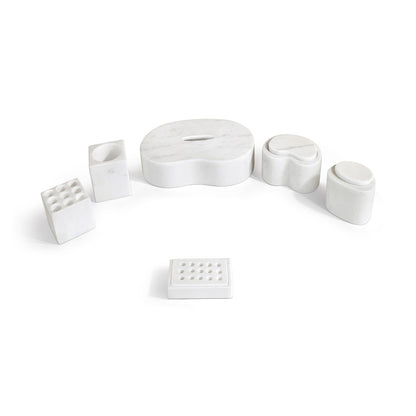 6 piece marble bathroom set with luxury natural stone texture