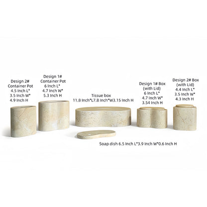 6 piece natural stone bathroom accessories set dimension