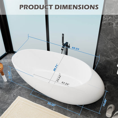 71&quot; Ergonomically Designed Luxury Solid Surface Bathtub