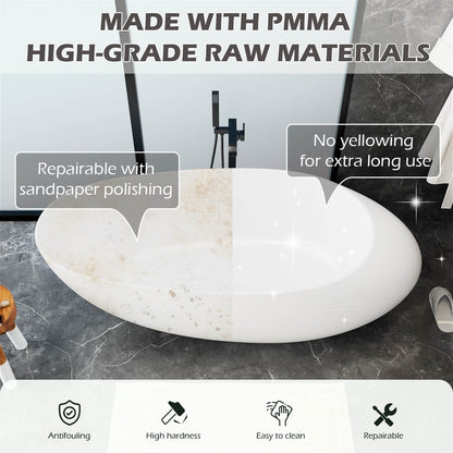 71 inch Ergonomically Designed Luxury Solid Surface Tub Before and After